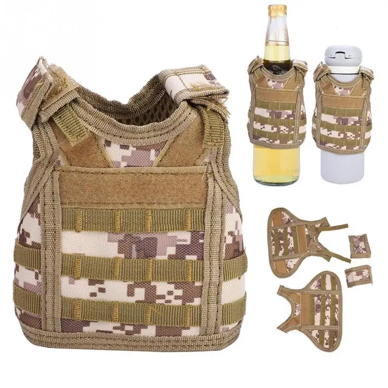 Desert Camo Пивной жилет мини-тактика военный жилет для пивной бутылки миниатюрный винная бутылка крышка жилет охладитель напитков Кемпинг походные аксессуары - Цвет: Desert Camo