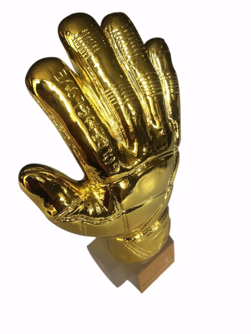 hot sale  Glove Football Trophy Customized Electroplate Goalkeeper Medal 26cm Resin Gold Glove Trophies And Aw