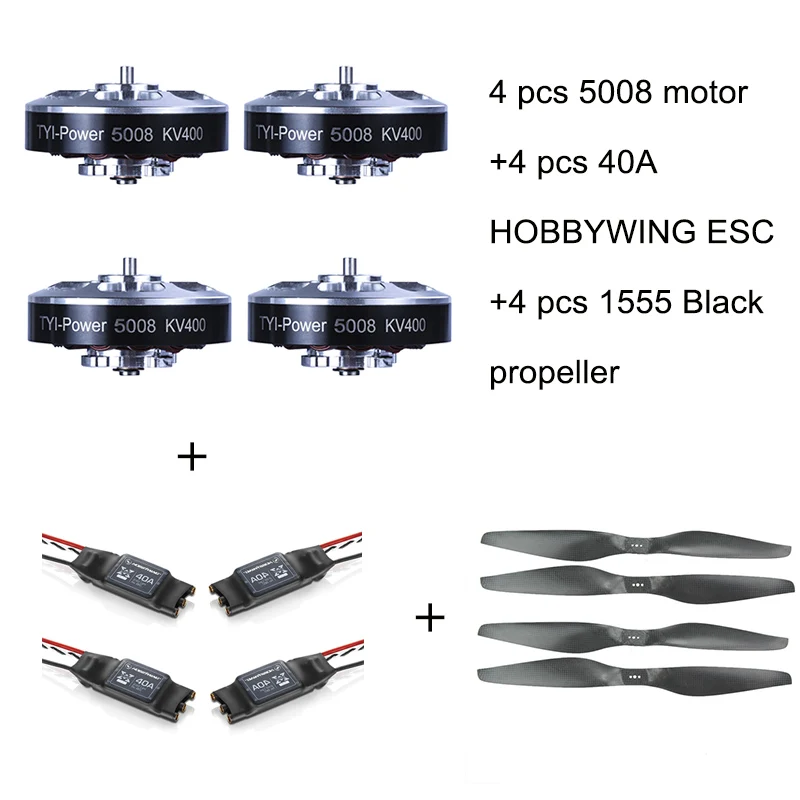 4 шт. 5008 1555 кв бесщеточный двигатель + 40A ESC Пропеллер для радиоуправляемого