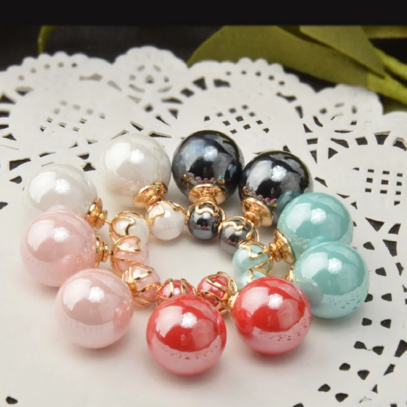 Женские двойные круглые серьги-пусеты MZC розовые золотистые 5 цветов | Украшения и