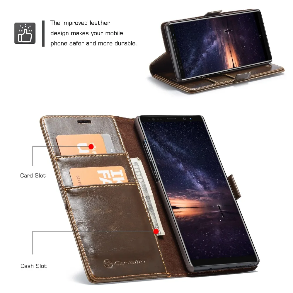 Чехол книжка для Samsung Note 9 чехол с магнитной застежкой и отделением карт кожаный
