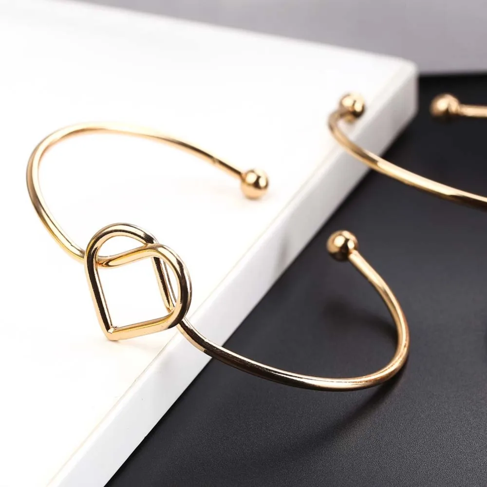 2021 New Heart Bangles for Women Fashion Gold Color Adjustable Open Love Cuff Bracelet Designer Jewelry Valentine's Day Gift | Украшения