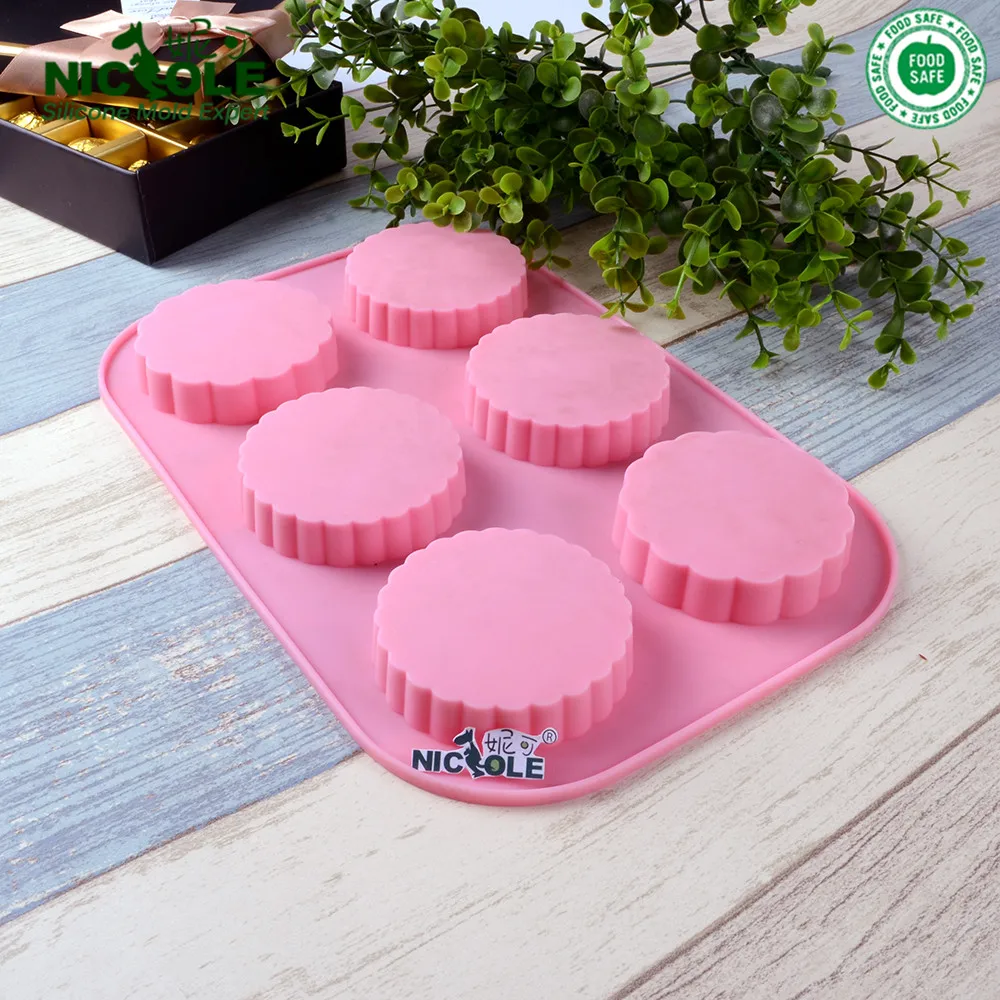 Силиконовая форма для торта 6 ячеек круглая Шоколадная плитка|jelly mould|handmade soap moldsoap