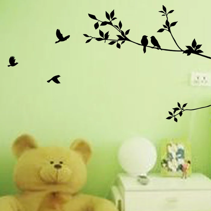 

Birds on branches tree wall decals zooyoo8171 decorative sticker bedroom wall arts classical black removable vinyl bird stickers