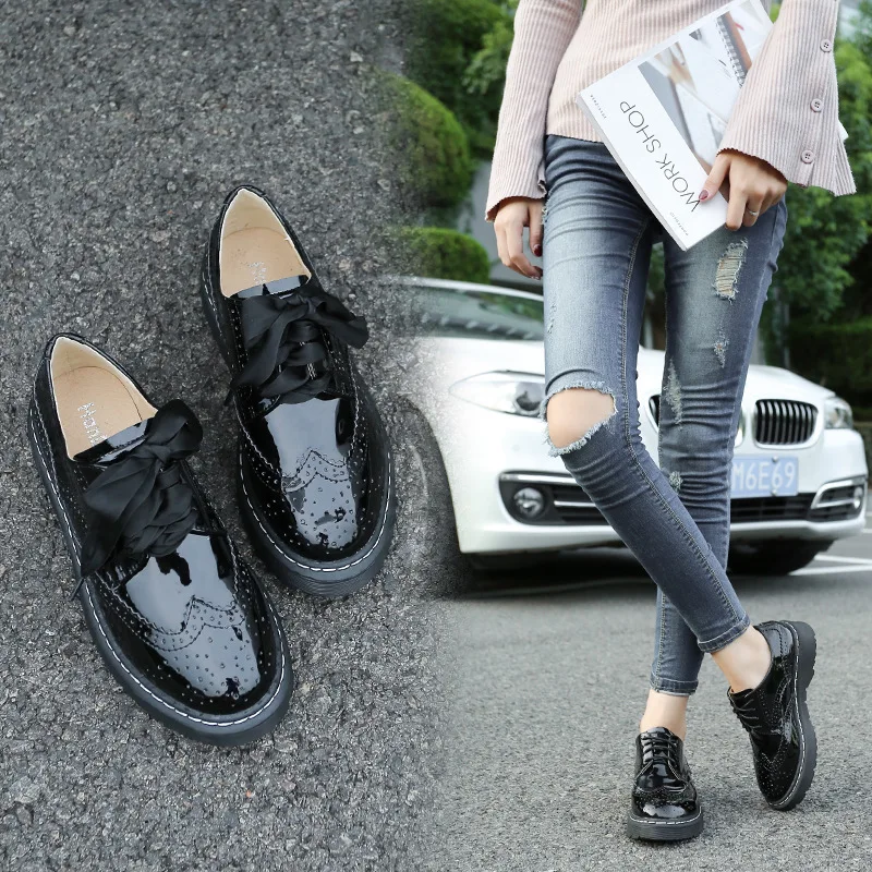 Женские кожаные туфли лоферы Повседневная обувь на плоской подошве ботинки