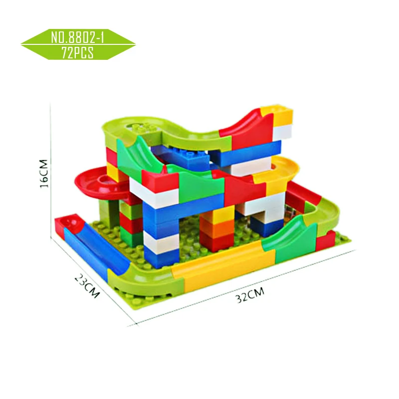 Совместим с блоками Duplos marble Racing Run лабиринт, Шариковая дорожка строительные блоки животные джунгли Воронка слайд большой кирпич детские игрушки - Цвет: 8802-1 72PCS