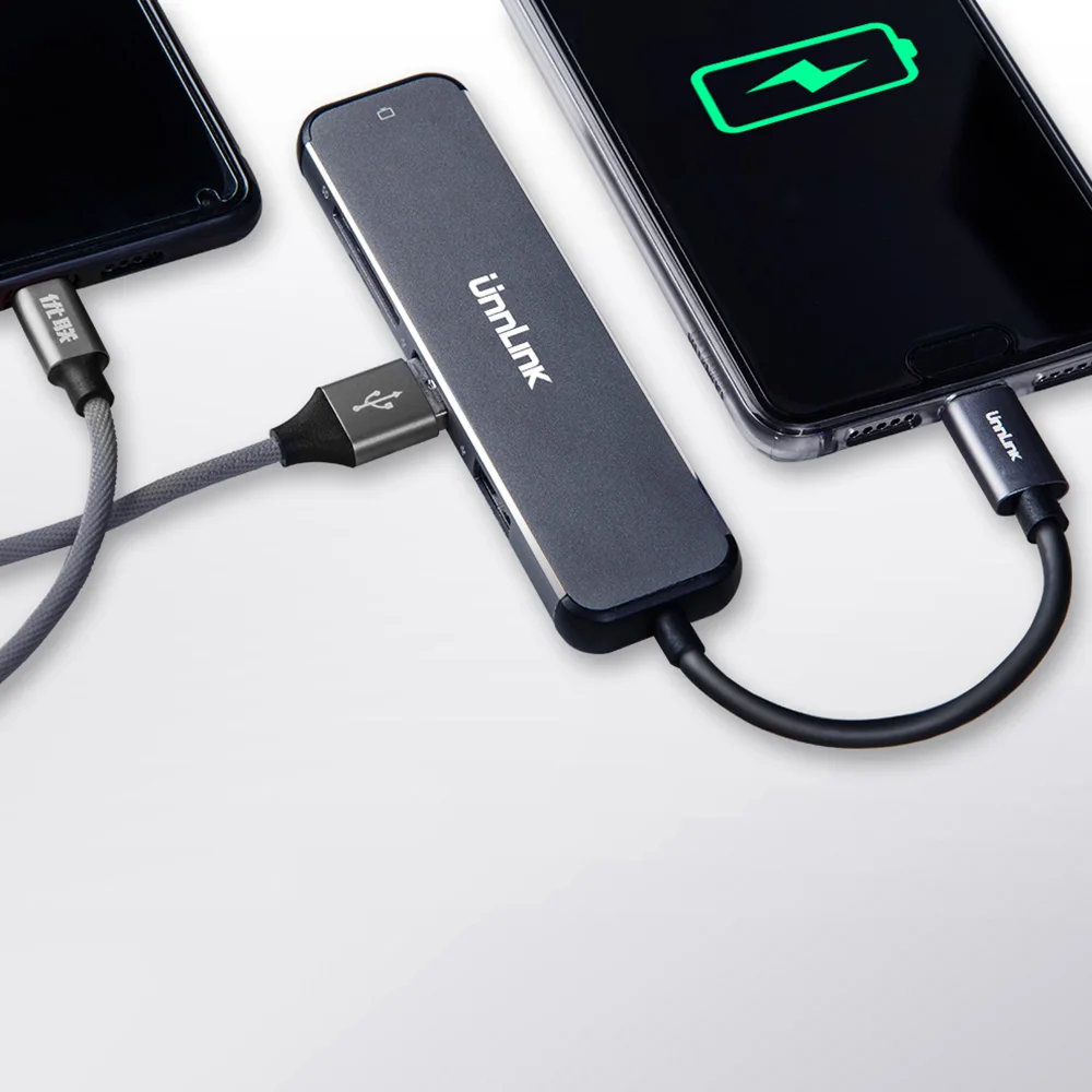 Unnlin USB C док-станция Тип C к HDMI USB 3,0 Micro SD кард-ридер Thunderbolt 3 док-станция для MacBook pro S10 S9 S8 Dex P30 P20 mate10