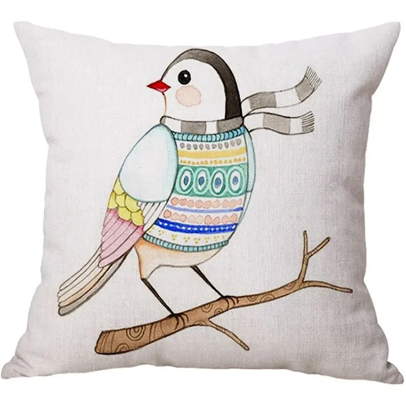 Красивый принт в виде птички подушка чехол хлопок из льна для стула сиденье талии