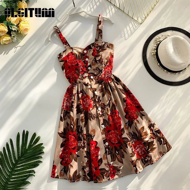 2019 Boho Цветочные Спагетти ремень летнее женское мини платье сексуальное пляжное в