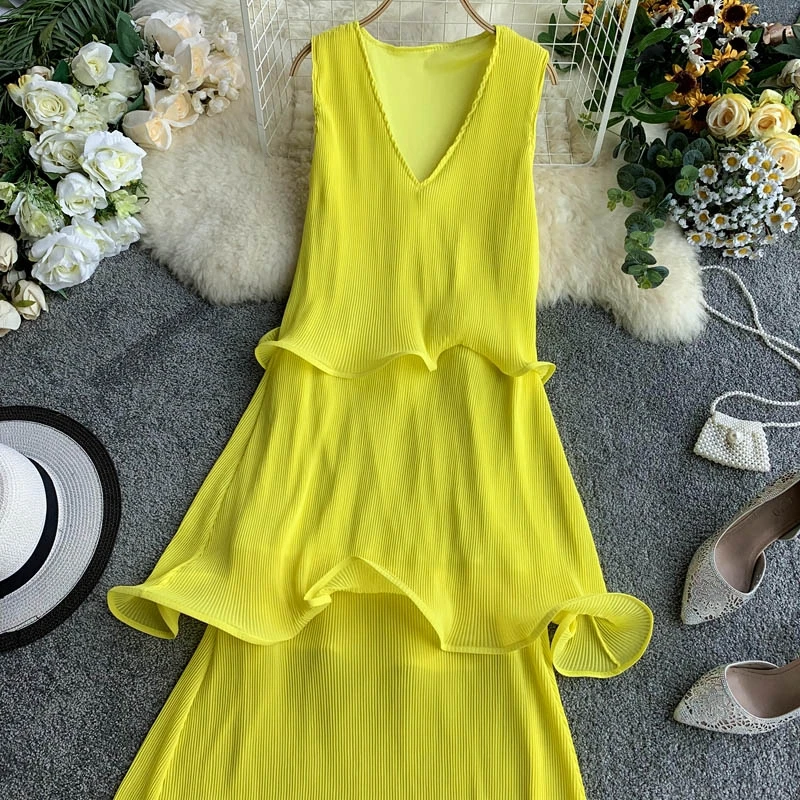 ALPHALMODA Плиссированное многослойное платье-капелька с оборками популярный стиль v-образный ворот женские сказочные шифоновые платья для вечеринок
