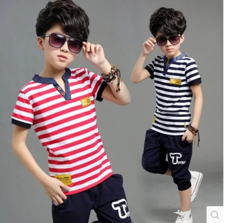 Костюм с короткими рукавами для мальчиков 2016 г. новая летняя детская