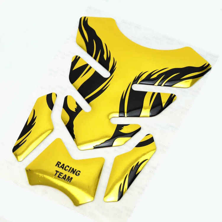 Gold Для Honda Yamaha Tankpad стикер Fishbone 3D Tank pad стикер s масляный газовый предохранитель крышка Украшение пламя аксессуары для мотоциклов - Цвет: Gold