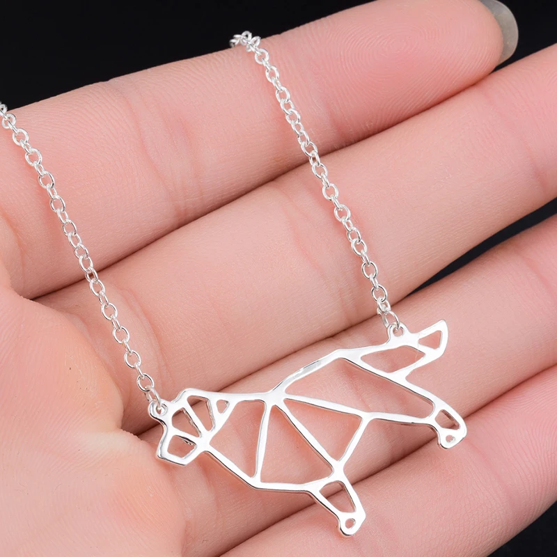 Hfarich золотое ожерелье с бультерьером женское оригами эффектное великолепное