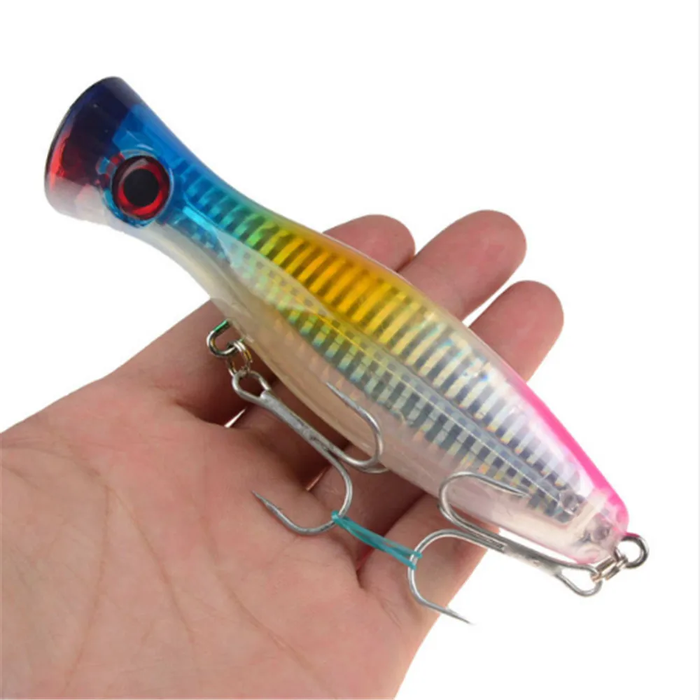 1 шт. 12 см 40 г Большой Popper Рыбная приманка песка тройные Крючки Crankbait 3D глаза