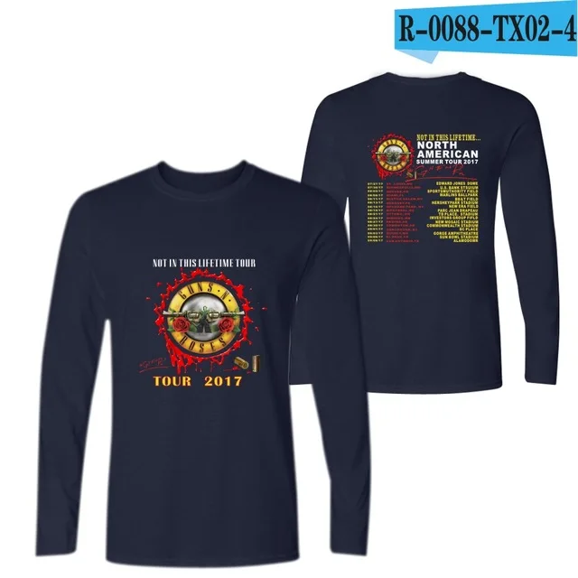 navy blue Guns and Roses Мужская футболка весна осень футболка Мужская рок группа футболка хип хоп 4XL футболки топы брендовая одежда guns N Rose - Цвет: navy blue