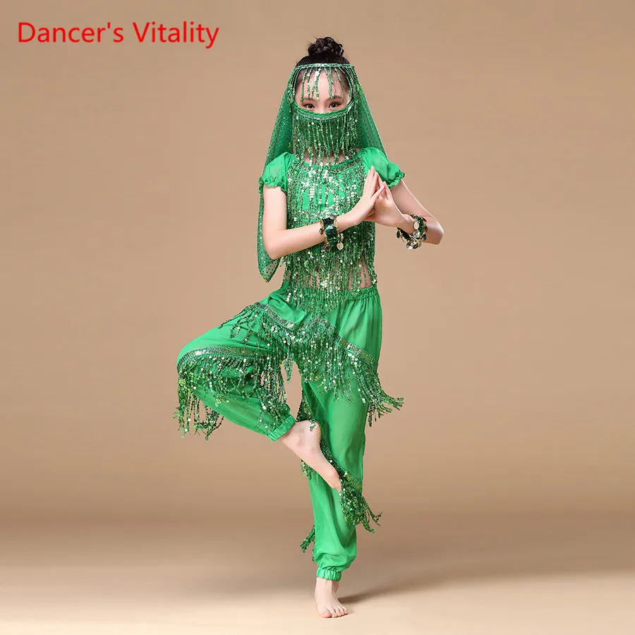 Детский костюм в индийском стиле комплект из 4 предметов (Топ пояс штаны и голова)