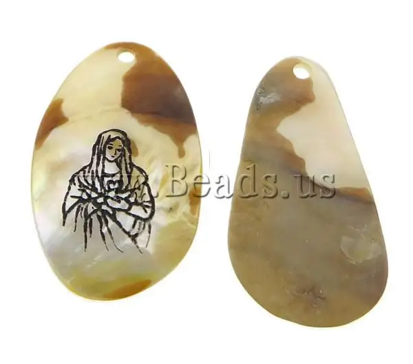 Free shipping!!!Natural White Shell Pendants innovative Teardrop brushwork white 25-28x45-46x3-2mm Hole:Approx 3mm | Украшения и