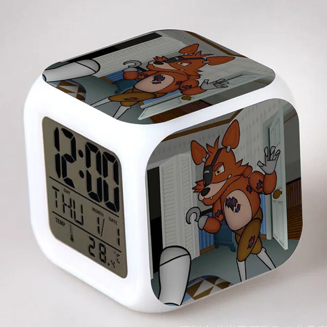 Многоцветный Five Nights At Freddy's светодиодный Будильник FNAF Bonnie Foxy Freddy Fazbear часы с дизайном «Медведь» ночные световые часы пластиковая игрушка - Цвет: Многоцветный