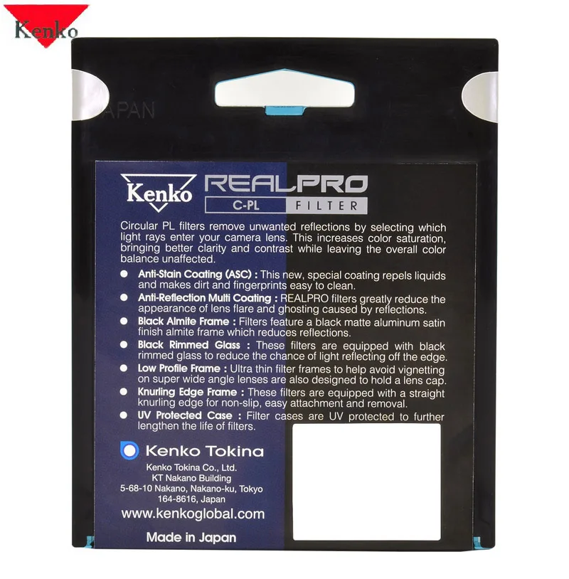 

KENKO 67mm REALPRO CPL CIR-PL Slim Ring Polarizer Filter REALPRO CPL Lens Protector Free Shipping For nikon 18-105 CANON 18-135