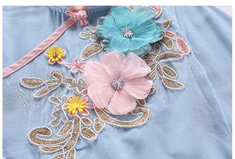 Hanfu/комплект одежды для девочек, осень года, китайский стиль, топ с цветочным принтом для маленьких девочек+ юбка, костюм из двух предметов для девочек, Детский костюм, От 3 до 10 лет
