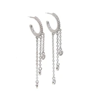 earring 100 925 sterling silver bridal gift elegance tassel chain cz drop charm gorgeous women fashion jewelry high quality