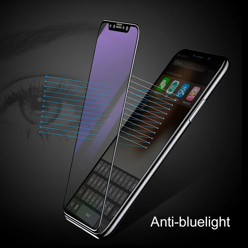 Baseus 0.3mm Full protective Film For iPhone X 3D Anti Blue Light Screen Protector for 10 Coverage Tempered Glass | Мобильные
