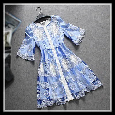 Desigual Vintage Ladies Party Dresses Women Summer Dress 2014 Embroidery Lace Vestidos Casual Free Shipping | Женская одежда