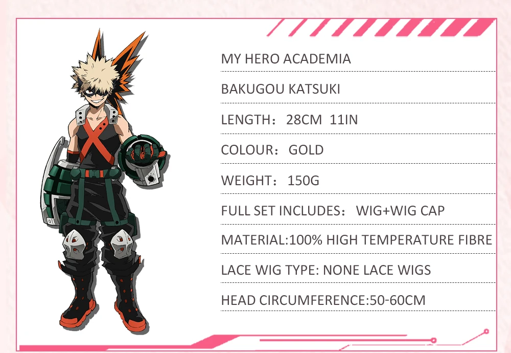 AniHut аниме My Hero Academy Bakugo костюм кацуки для косплея парик Boku No Hero Academy Косплей волосы Bakugo парики кацуки