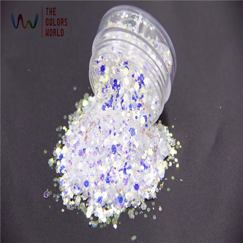 TCR6321B H1 блестящие радужные белые цвета с синим и золотым светом для дизайна ногтей