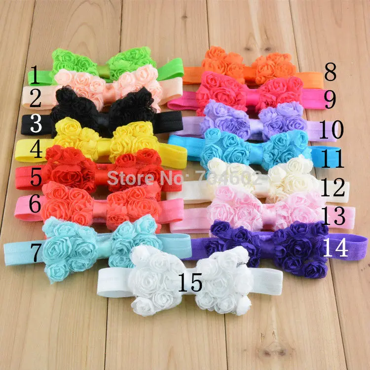 Топ Продаж Девушки шифоновые розы цветы ободки для волос с бантиками Бутик банты