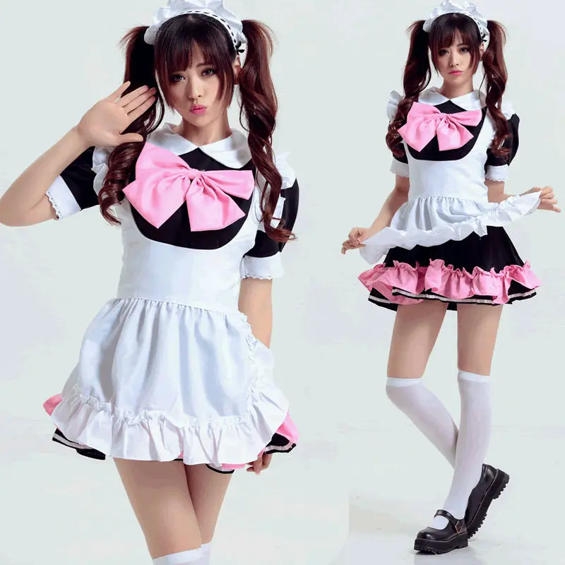 maid dress 1 Японский сладкий платье горничной милый бант фартук косплей горничной Coctume для женщин платье лолиты для девочек униформа горничной - Цвет: maid dress 1