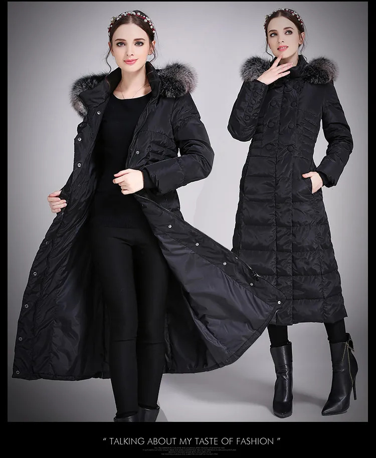 2018 new hot winter Thicker Cold woman Mother Down jacket Coat Parkas Outerwear Slim Hooded fox Fur collar long plus size XXXXXL | Женская