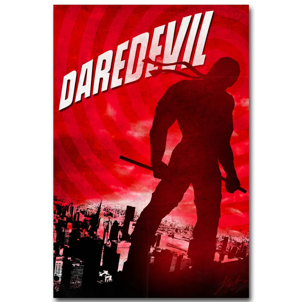 Daredevil супергерой художественный шелковый тканевый плакат минимализм принт 13x20