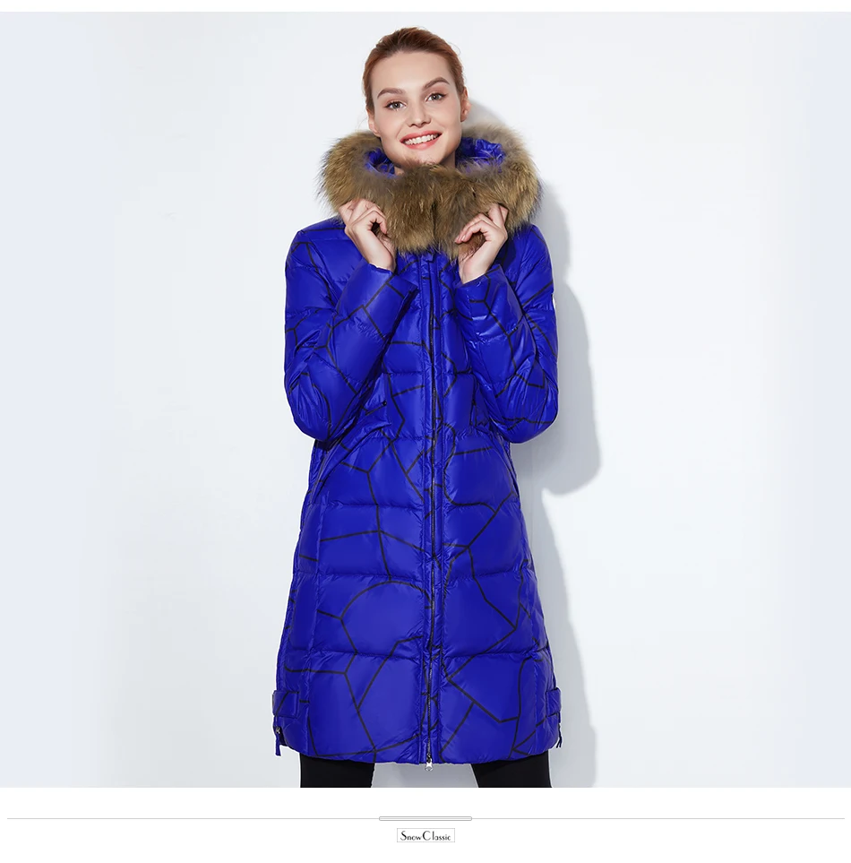 Snowclassic Модные женские зимняя куртка толстый длинный Пальто в полоску Куртки капюшон регулируется талия тонкая теплая обувь с хлопчатобумажными стельками