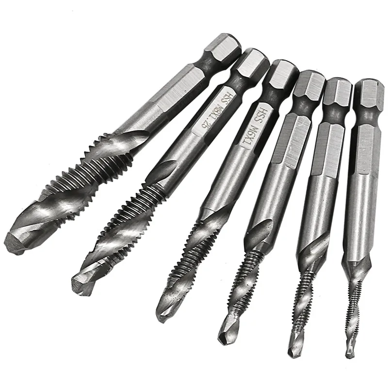 

Hand Tap Drill Bits HSS 4341 Screw Spiral Point Thread M3 M4 M5 M6 M8 M10 Metalworking Hex Shank Machine Taps Kit Metric Plug