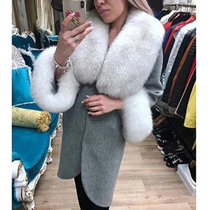 style 2 Мех Sarcar, высокое качество, натуральный мех, пальто для женщин, стиль, шуба с толстым теплым лисьим меховым воротником, зимняя теплая шерстяная кожа, меховая куртка - Цвет: style 2