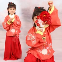 red embroidery moon hanfu ming dynasty little girl dance costume princess hanfu childrens day stage performance cosplay hanfu