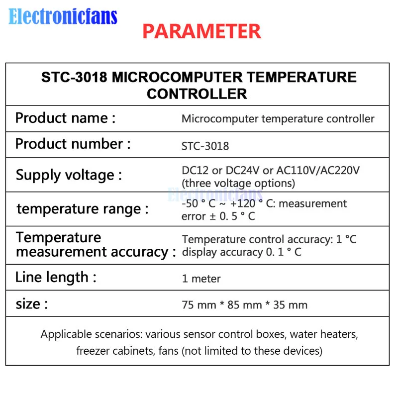 STC-3018 12 В 24 в 110-220 В цифровой регулятор температуры Термостат терморегулятор нагревательный охлаждающий переключатель цифровой гигрометр
