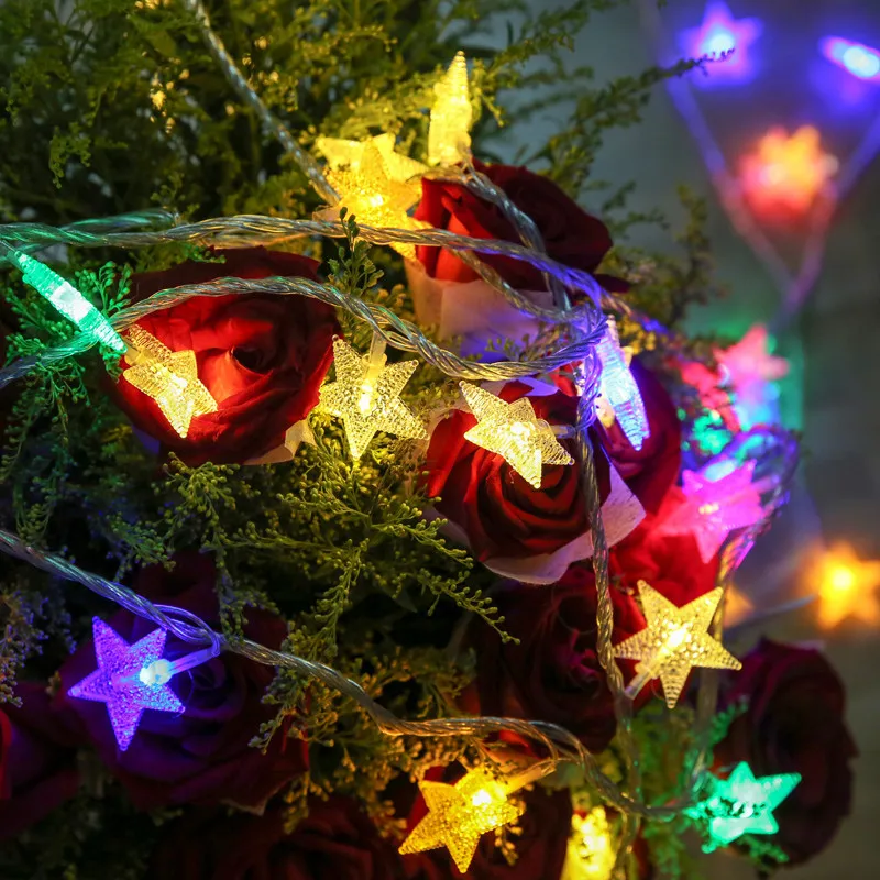 

3AA Battery Powered 5M 50 LED Star Christmas Fairy string lights Colorful Flashing Holiday Party Christmas Wedding Fairy lights