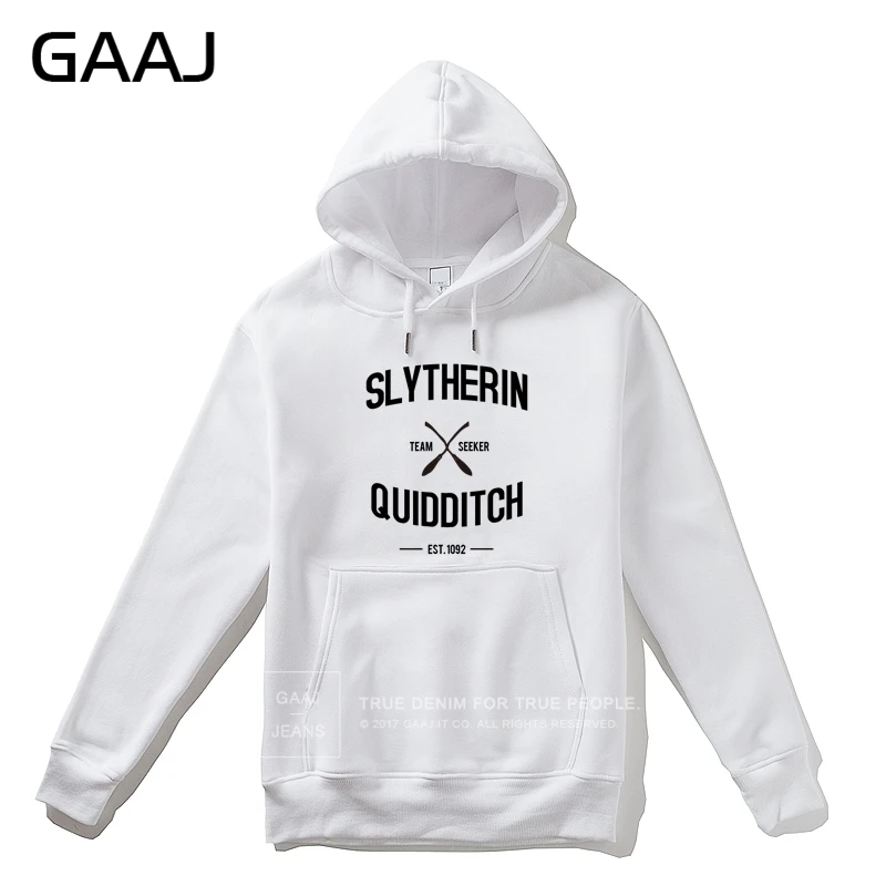 GAAJ "Slytherin Quidditch Team" с принтом букв, мужская толстовка с капюшоном, Женская Повседневная Уличная одежда, толстовки, пальто, повседневная мужская куртка, новая куртка - Цвет: White