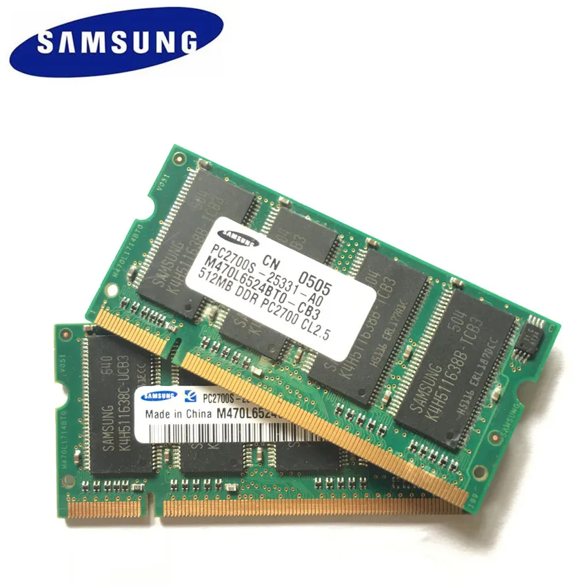 SAMSUNG сек DDR DDR1 1 Гб (2pcsX512MB) 333 МГц PC 2700S 512MB Ноутбук памяти оперативная память SODIMM