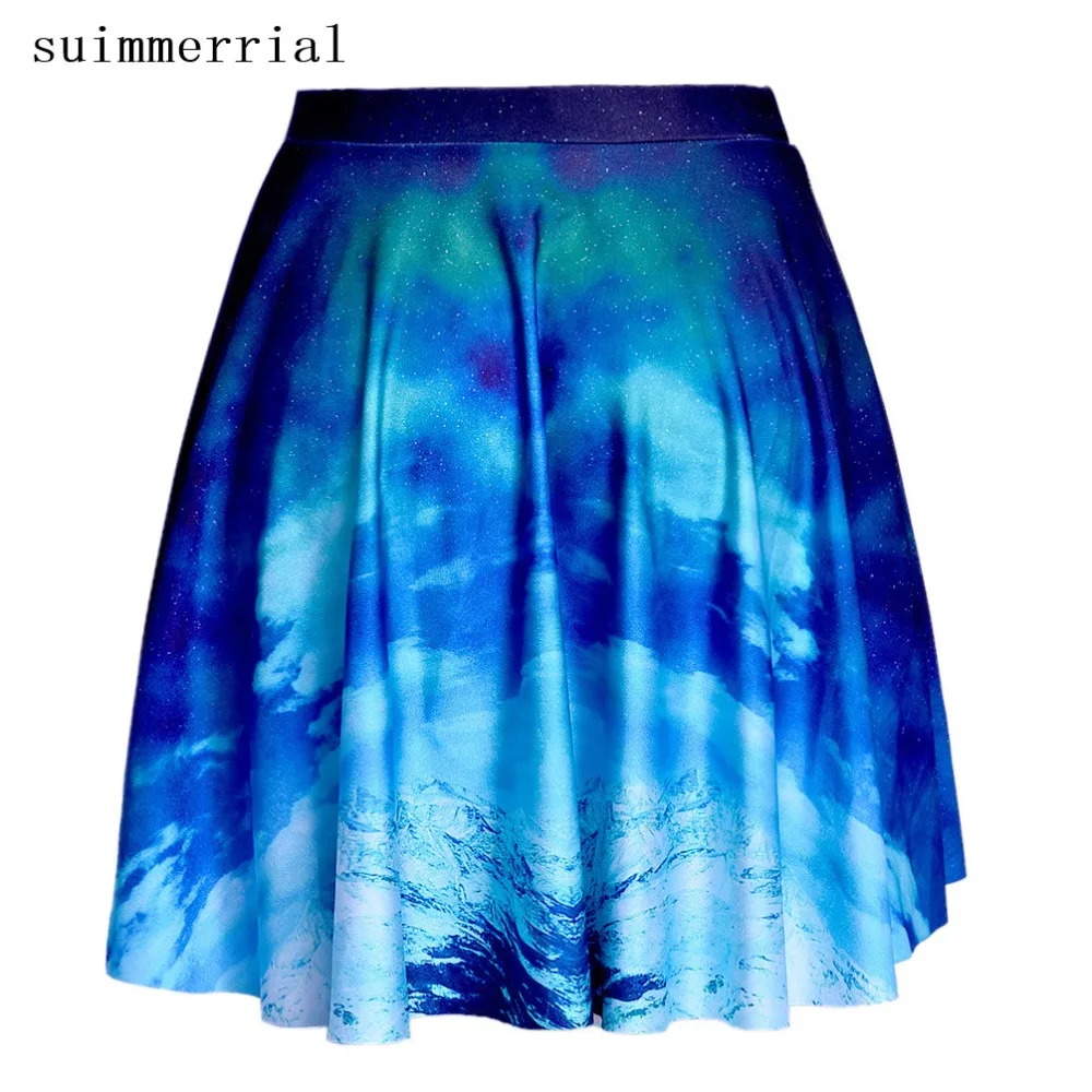 Мини юбка женская с завышенной талией и принтом батальных размеров|skirt female|galaxy