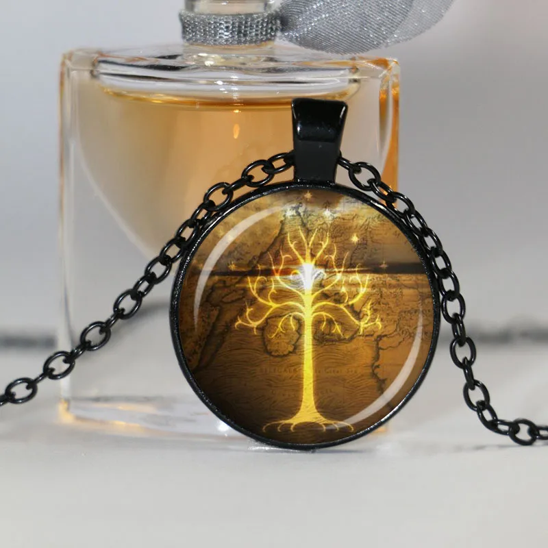 Винтажное Белое Древо Гондора стеклянный купол кулон ожерелье DIY ручной работы