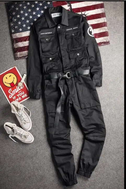 Европейские американские уличные Рабочие комбинезоны в стиле хип хоп мужской