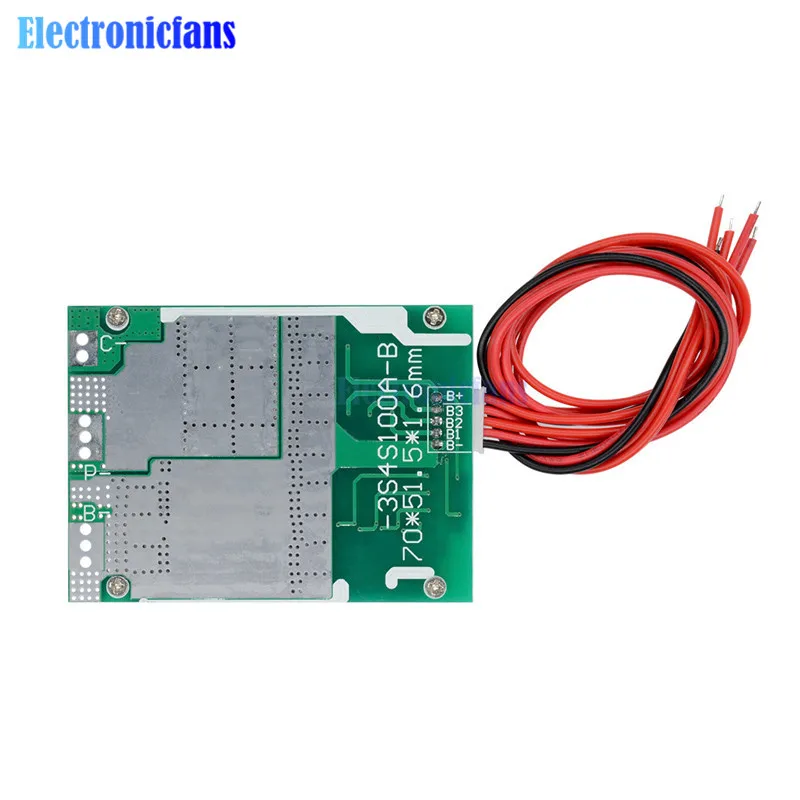 4S 100A 12V баланс для LiFePo4 для жизни 18650 батареи ячеек BMS защитный Модуль платы блока программного управления Низкое сопротивление MOS