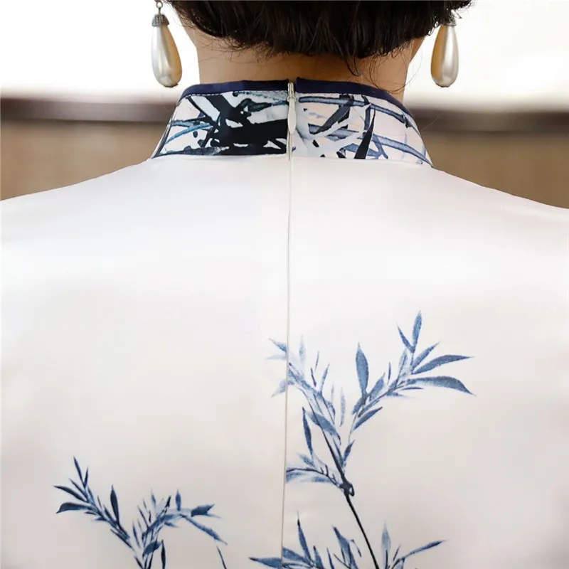 История Шанхай 2018 новая распродажа короткий рукав белый Qipao китайское платье