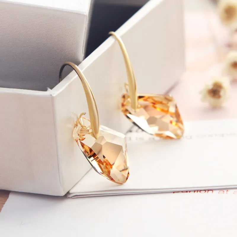 Neoglory желтый Шарм из австрийского кристалла Висячие серьги для женщин Свадебная