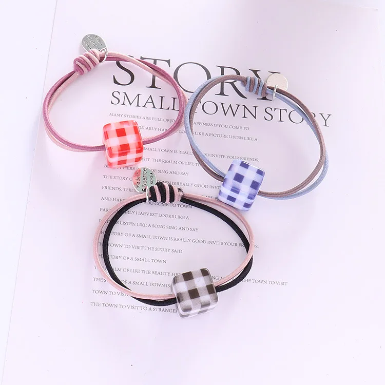 Новое поступление для женщин Прекрасный плед cube ободки девочек резинкой Дамская