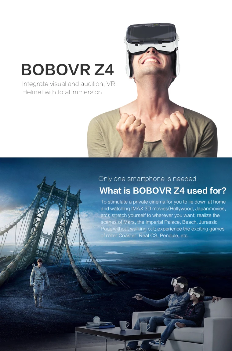 BOBOVR Z4 гарнитура Версия виртуальной реальности 3D VR очки картон bobo vr z4 для 3,5-6,0 дюйма смартфонов с эффектом погружения