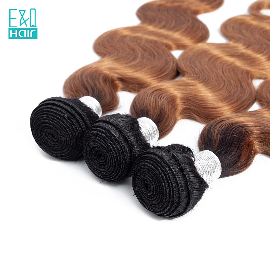 EQ Hair Pre-Colored Mongolian 3 Bundles Body Wave T1B/30 Weave 100% Human Extensions Non Remy No Smell | Шиньоны и парики